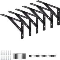 SPETLEK L Shaped Wall Mounted Shelf Brackets Support 6PCS in Black