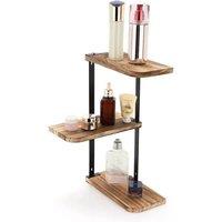 KORVIXA Rustic Wood Corner Shelf Home Display Storage Rack in Brown | Size: 100 cm x 100 cm