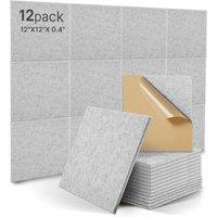 NESTLUNE 12PCS Acoustic Wall Panels Self-Adhesive Decorative Wall Panel in Grey