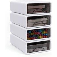 NESTLUNE Desk Organizer 4 Tier Stackable Desk Storage Box in White | Size: 100 cm x 60 cm