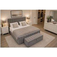Stratus Interiors Oulton Premium Wingback Panelled Bed Frame - Gas Lift Ottoman Storage in Dark Grey | Size: Double