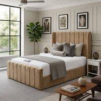 Stratus Interiors Oulton Premium Wingback Panelled Upholstered Bed Frame - Non Storage in Light Brown | Size: King