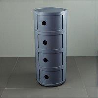 Living and Home 4-Tiered Plastic Storage Drawer Unit in Grey