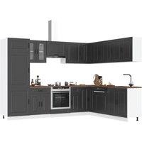 Berkfield Home 14 Piece Kitchen Cabinet Set Kalmar Black Engineered Wood