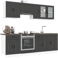 Berkfield Home 8 Piece Kitchen Cabinet Set Kalmar Black Engineered Wood