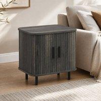STILVORA Bedside Table with Sliding Doors Grey