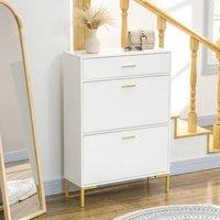 STILVORA Shoe Cabinet with 3 Drawers & Adjustable Shelves in White