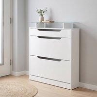 STILVORA Shoe Storage Cabinet with 2 Flip Doors & Drawer White