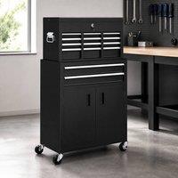 STILVORA Metal Tool Chest & Cabinet with 6 Drawers in Black