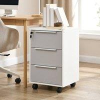 STILVORA 3 Drawer Locking Filing Cabinet with Wheels in Grey