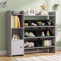 STILVORA Toy Storage Unit with 8 Bins in Grey