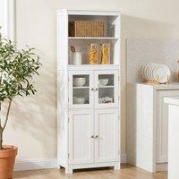 STILVORA Kitchen Storage Cabinet with Glass Doors & Adjustable Shelves in White