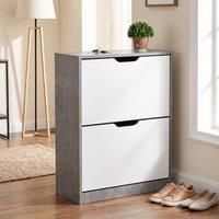 STILVORA Shoe Cabinet with 2 Drawers & Adjustable Shelves in Grey
