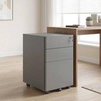 STILVORA Steel Filing Cabinet with 3 Drawers & Lock, Grey