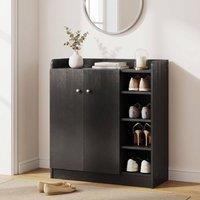 STILVORA Black Shoe Cabinet with Adjustable Shelves
