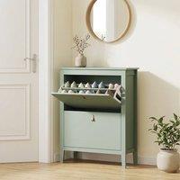 STILVORA Green Shoe Cabinet with 2 Flip Drawers