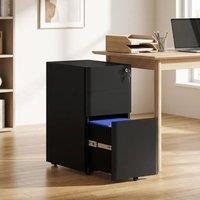 STILVORA 3 Drawer Filing Cabinet with Lock in Black
