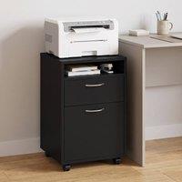 STILVORA Black Filing Cabinet with Drawer, Shelf & Door Cabinet