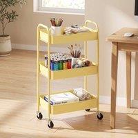 STILVORA Three-Tier Storage Trolley with Wheels in Yellow
