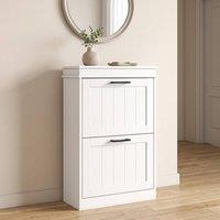 STILVORA Shoe Cabinet with 2 Flip Doors & Adjustable Shelves in White