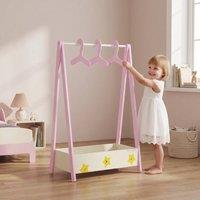 STILVORA Children's Clothes Rail with Shelf & Hangers in Pink