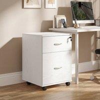 STILVORA Two Drawer Filing Cabinet with Wheels - White