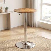 STILVORA Round Bar Table with Adjustable Height & Swivel Top in Brown