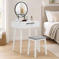 STILVORA Dressing Table with Mirror, Drawers & Stool in White
