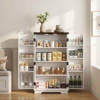 STILVORA Storage Cabinet with Shelves in White & Wood Effect