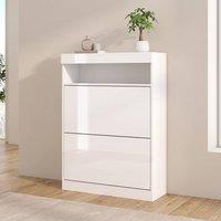 STILVORA Shoe Cabinet with 2 Flip Drawers & Top Shelf in White