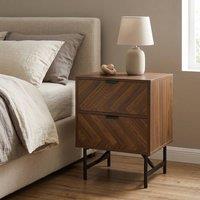 STILVORA Bedside Table with 2 Drawers, Walnut Brown