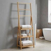 STILVORA Towel Stand with 3 Rails & 3 Shelves in Natural