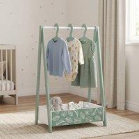 STILVORA Children's Clothes Rail with Shelf, Green