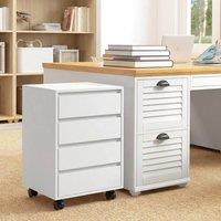 STILVORA Four-Drawer Office Filing Cabinet with Wheels in White