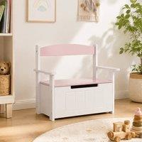STILVORA Children's Toy Storage Bench with Seat & Backrest in Pink