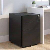 STILVORA Lockable Filing Cabinet with 3 Drawers in Black