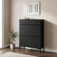 STILVORA Black Shoe Cabinet with 3 Drawers