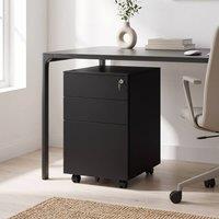 STILVORA Metal Filing Cabinet with 3 Drawers & Lock, Black