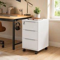 STILVORA Three-Drawer Locking Drawer Unit with Wheels in White