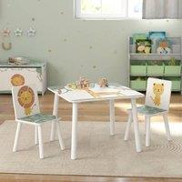 STILVORA Children's Table & Chair Set with 2 Chairs in Green