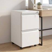 STILVORA Lockable Mobile Filing Cabinet with 2 Drawers in White