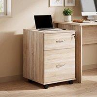 STILVORA Two-Drawer Filing Cabinet with Wheels & Brakes in Light Oak