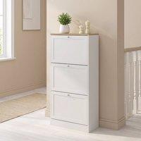 STILVORA Shoe Storage Cabinet with 3 Flip Drawers, Adjustable Shelves, Slim Design, White