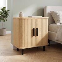 STILVORA Bedside Table with Sliding Doors & Storage Oak in Light Oak