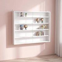 STILVORA Wall Display Cabinet with Glass Doors & Adjustable Shelves in White