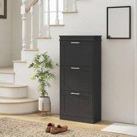 STILVORA Shoe Cabinet with 3 Flip Doors, Black