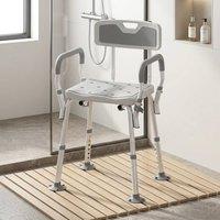STILVORA Height Adjustable Shower Chair with Arms & Back in Grey