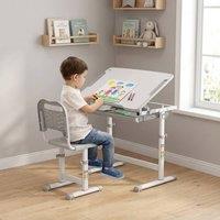STILVORA Children's Desk & Chair Set with Drawer in Grey