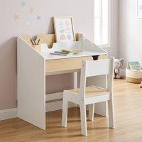 STILVORA Children's Desk & Chair Set with Drawer & Shelf in White