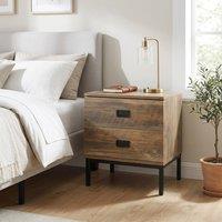 STILVORA Bedside Table with 2 Drawers & Metal Frame in Brown